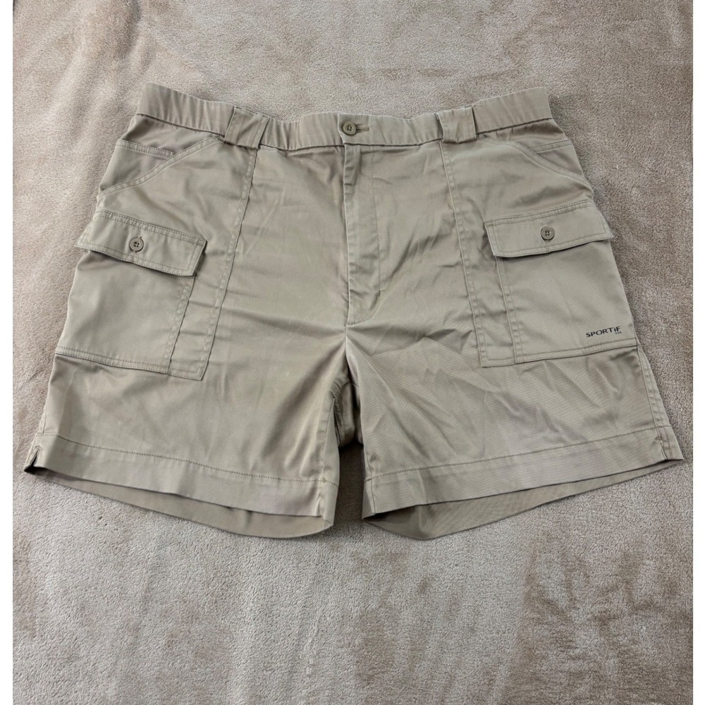 Sportif‎ USA Cargo shorts Mens Size 44 Beige Stretch 7" EUC